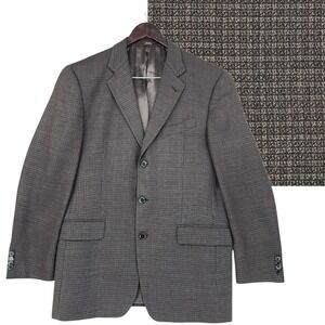 Joseph Abboud Blazer 42L Men Brown Micro Check Wool Bamboo Sport Coat Jacket USA